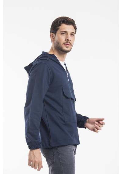 Erkek Kapşonlu Yarım Fermuarlı Sweatshirt Spr 20k52 001