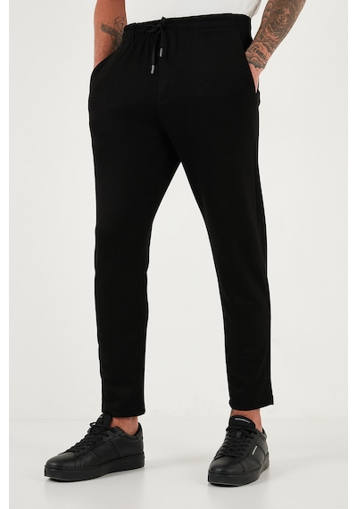Buratti Regular Fit Belden Bağlamalı Düz Paça Jogger Erkek Pantolon 5908095 Siyah