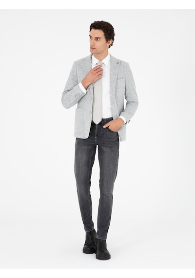 Cacharel Açık Gri Slim Fit Yün Karışımlı Spor Ceket