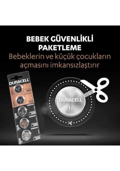 Duracell CR2025 Özel Lityum Düğme Pil 3V 5'li Paket