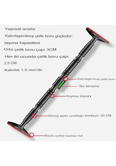 Reidan Yeni Nesil 92-120 CM Barfiks Çubuğu Süngerli Ayarlanabilir Barfiks