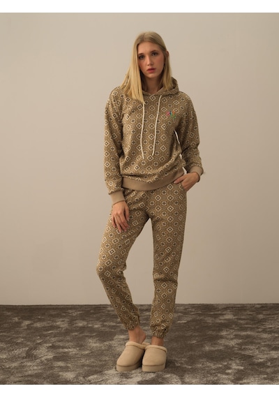 Xint Bej Işıltılı Lurex Detaylı Oversize Sweat Pantolon 470402