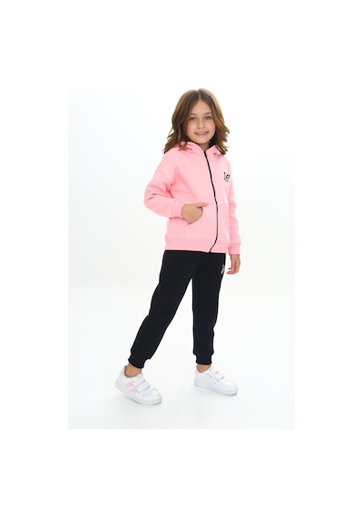 Toontoy Kids Toontoy Kız Çocuk Kapüşonlu Fermuarlı Baskılı Eşofman Takım Pembe