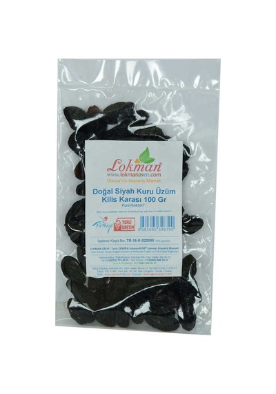 Kilis Karası Siyah Kuru Üzüm 100 Gr Paket 200 G
