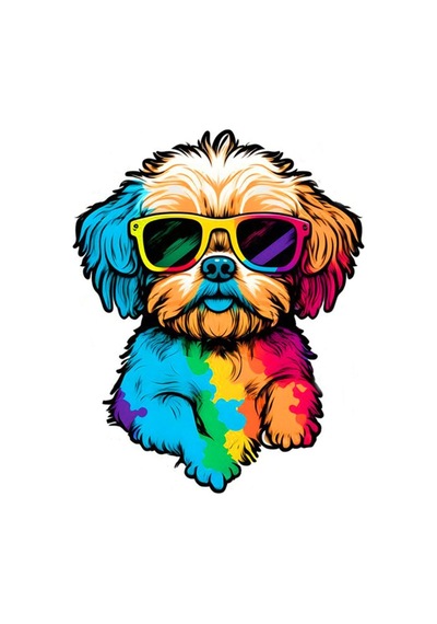 Renkli Cool Köpek Araba, Motorsiklet, Kask, Laptop,cam Sticker 14x12 Cm