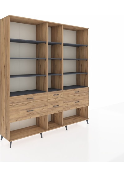 Hyperion Dolap 12 Raflı 6 Çekmeceli 220x44x243 Çam-antrasit/çam Antrasıt/atlas Çam Hyperion Dolap 12 Raflı 6 Çekmeceli 220x44x243 Çam-antrasit/çam Antrasıt/atlas Çam