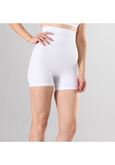 Nacar Store Kadın 1 Beden Küçülten Yüksek Bel Boxer Slikonlu Beyaz Renk Dikişsiz Korse