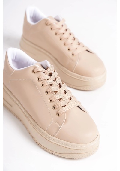 Mevese Sofia Bağcıklı Rahat Taban Kadın Casual Sneaker Ayakkabı - Ten