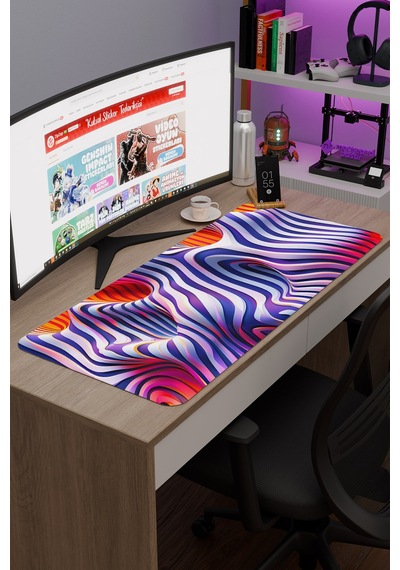 Realistik Çizgi Kaymaz Dikişli Kauçuk Oyuncu Mousepad V2 - 90x40 Xxl Gaming Mouse Pad Fare Altlığı