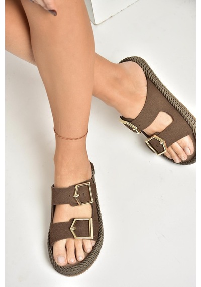 Fox Shoes U596030202 Kahverengi Süet Kadın Terlik Kahverengi-süet Kahverengi