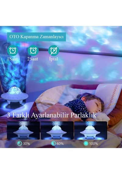 Dailytech Galaxy Projektör Hoparlör Bluetooth Ufo Gece Lambası
