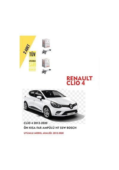 Clio 4 2012-2020 Ön Kısa Far Ampülü 2 Adet Sarı Renk