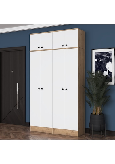 Rani Ea146 Modern Portmanto 8 Kapaklı Raflı Askılı Ayakkabılık Vestiyer Sepet Ceviz - Beyaz Rani Ea146 Modern Portmanto 8 Kapaklı Raflı Askılı Ayakkabılık Vestiyer Sepet Ceviz - Beyaz