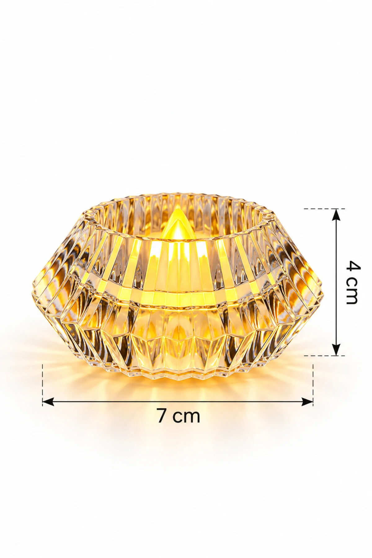 Erkugo 2 Adet Oval Küçük Led Mum 7 X 4 Cm Pilli Kristal Görünümlü Şeffaf Dekoratif Mum