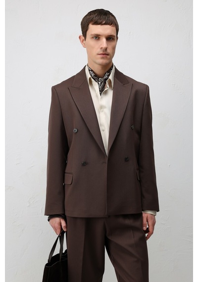 Antioch Relax Fit Kruvaze Erkek Blazer Ceket Koyu Kahve