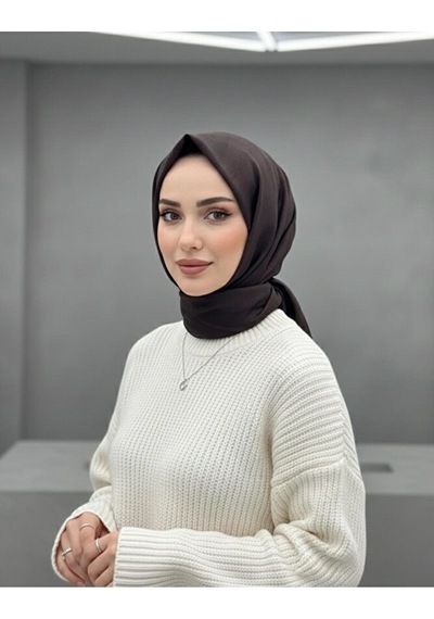 Bushu Kadın Monogram Twill Eşarp Kahverengi