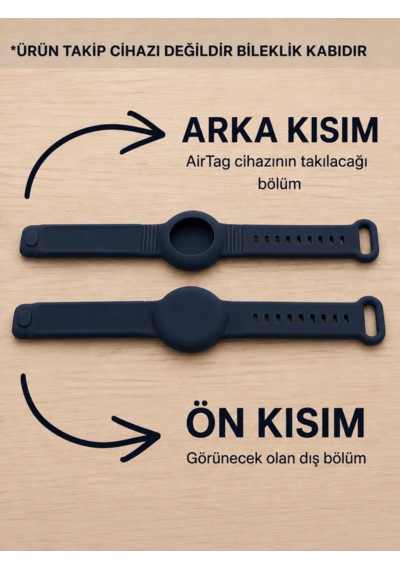 Beylini Airtag Yuvalı Bileklik Çocuk Yaşlı Alzahimer Demans  Bilekliği Boş Airtag Yuvalı Renkli Lacivert