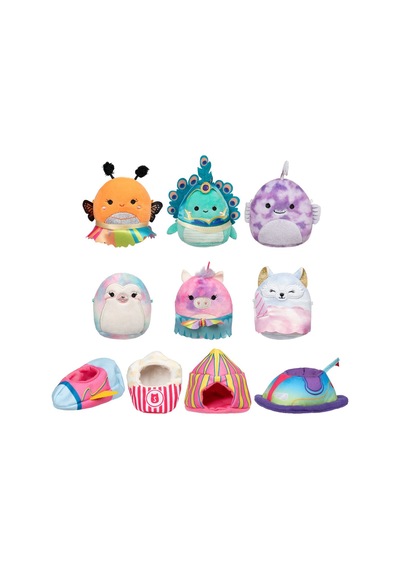 Micromallows Squishmallows Mini Peluş Oyuncak 6 Figür + 4 Aks. + 4 Giysi Figür Seti - 6 Cm - Mod-1 Çok Renkli