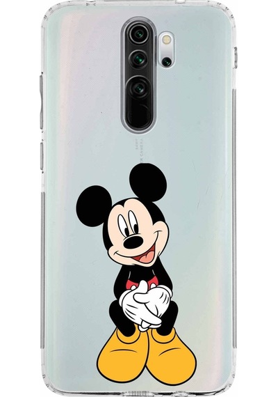Xiaomi Redmi Note 8 Pro Kamera Korumalı Kapak Mickey Mouse Tasarımlı Şeffaf Kılıf Şeffaf