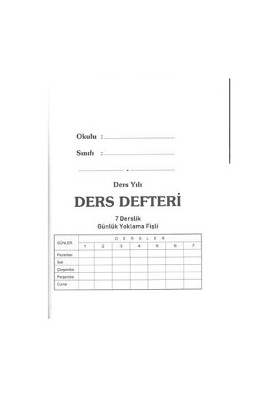 Ders Defteri 7 Derslik Günlük Yoklama Fişli