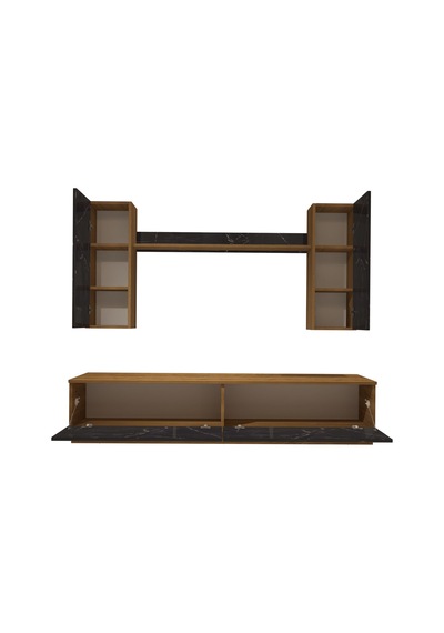 Decoraktiv Eko 5db Mdf Std Tv Ünitesi Tv Sehpası Pera - Siyah Mermer