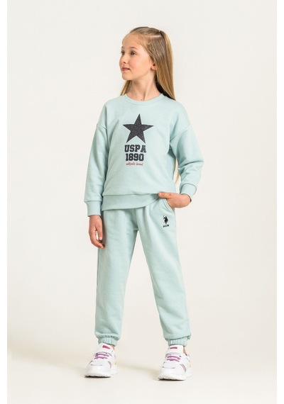 U.S. Polo Assn. Kız Çocuk Baskılı Yeşil Uzun Kol Eşofman Takımı Us2719-c-v3 Us2719-c-v3