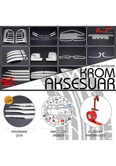 Ford Tourneo Custom 2012-2017 Krom Sis Farı Çerçevesi Van-2 Parça-abs Krom