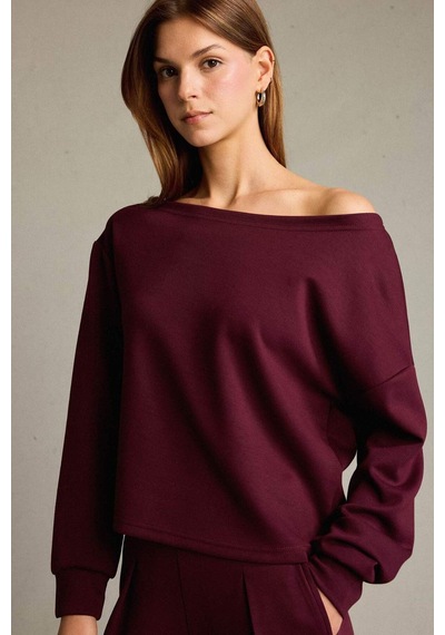 Defacto Kayık Yaka Modal Sweatshirt G2914ax25aubr115 Bordo