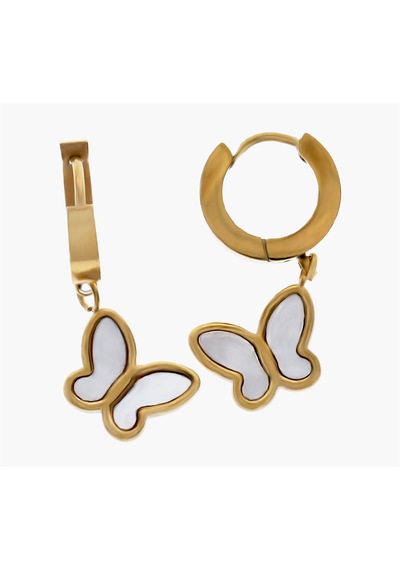 Kadın Kelebek Model Gold Renk Çelik Küpe Gold