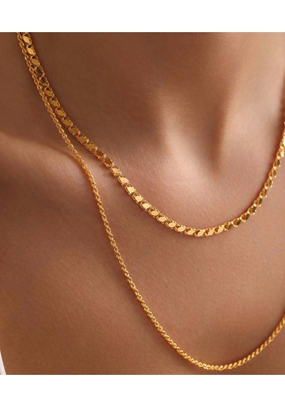 Bayar Gold 14 Ayar Altın Halep Halat Kombin Zincir Kolye