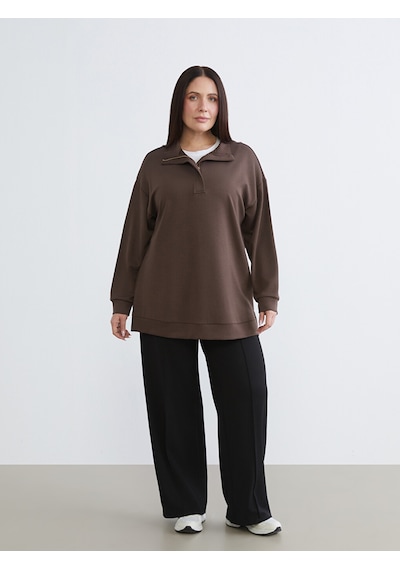 Lcw Everyday Kahverengi Dik Yaka Kadın Sweatshirt Tunik