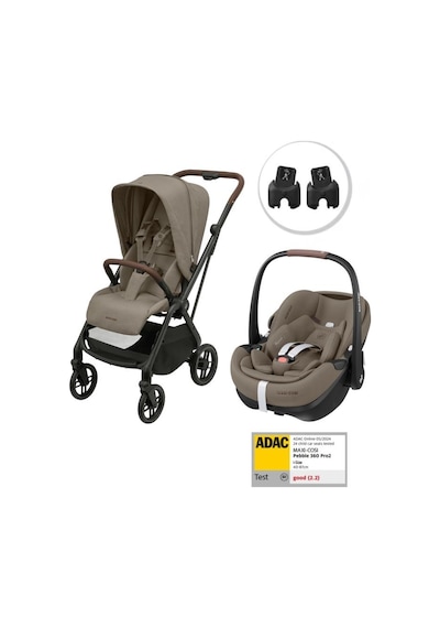Maxi-Cosi Leona2-Pebble 360 Pro Tek Elle Katlanabilen Çift Yönlü Seyahat Sistem Bebek Araba Truffle