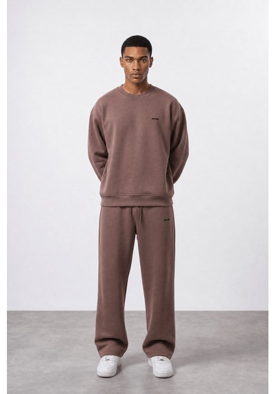 Erkek Respire Basic Oversize Sweatshirt Kakao Kahverengi