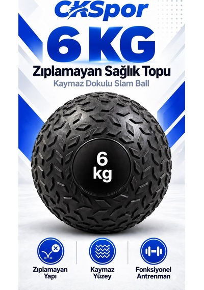 Ckspor 6 Kg Zıplamayan Sağlık Topu Slam Ball Crossfit Fitness Fonksiyonel Antrenman Ağırlık Topu
