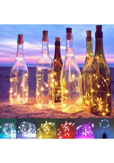 Güneş Enerjili 2 Metre Cam Şişe Aydınlatma Led Işık - Renkli Dekoratif Şişe Lambası RGB