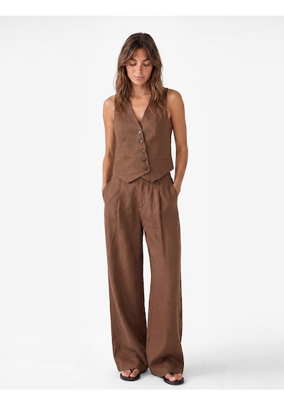Koton Koton X Şahika Ercümen - Cepli Pile Detaylı Baggy Keten Pantolon Kahverengi 6sak40262ew Kahve Koton Koton X Şahika Ercümen - Cepli Pile Detaylı Baggy Keten Pantolon Kahverengi 6sak40262ew Kahve