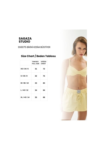 Sagaza Studio Ss6075 Lastikli Keten Büstiyer Sarı