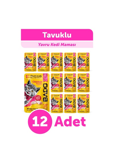 Bado Yavru Yaş Kedi Maması Tavuk Etli 85gr 12'li