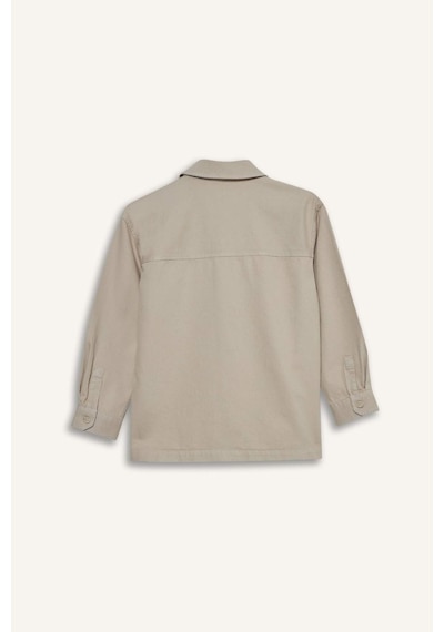 Defacto Erkek Çocuk Oversize Geniş Kalıp Polo Yaka Uzun Kollu Gömlek G3621a825augr302 Gri