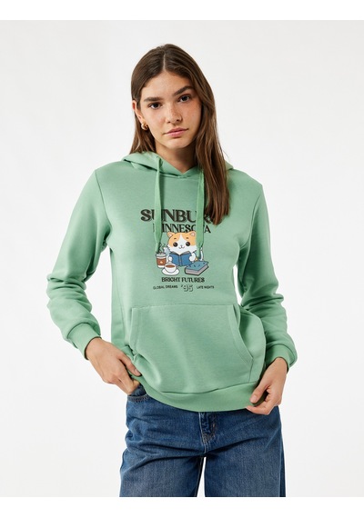Koton Kanguru Cep Detaylı Şardonlu Kedi Baskılı Kapüşonlu Sweatshirt Mınt 6wal10128ık Mint Koton Kanguru Cep Detaylı Şardonlu Kedi Baskılı Kapüşonlu Sweatshirt Mınt 6wal10128ık Mint