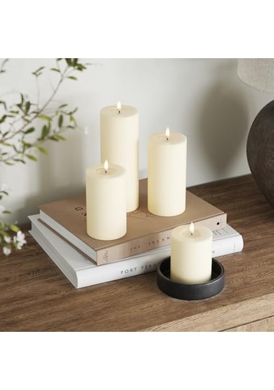 Ayrex İç Mekan Alevsiz Led Mum - Krem - Gerçek Alevli Teknoloji - Pille Çalışan Mum 5 X 20 Cm Diğer