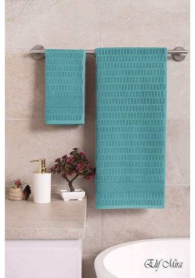 Banyo Havlu Seti %100 Pamuk 2 Parça 50 90 + 90 150 Cm Soft Comfort Yeşil