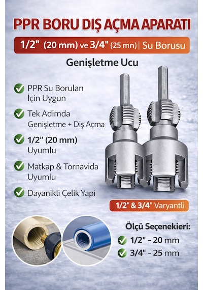 Senbang Ppr Boru Diş Açma Aparatı 1/2 20 Mm Ve 3/4 25 Mm Su Borusu Genişletme Ucu