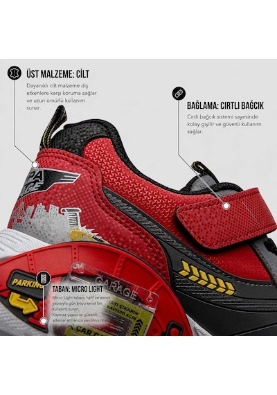 Larabell Hediyelik Arabalı Çocuk Spor Ayakkabı Cırtlı Okula Uygun Okula Dönüş Günlük Sneaker Kırmızı Larabell Hediyelik Arabalı Çocuk Spor Ayakkabı Cırtlı Okula Uygun Okula Dönüş Günlük Sneaker Kırmızı