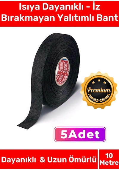 Deluxe Isıya Dayanıklı Aşınma Direnci Kalıntı Bırakmayan Alev Geciktirici 10mt Yalıtım Bant 5 Adet