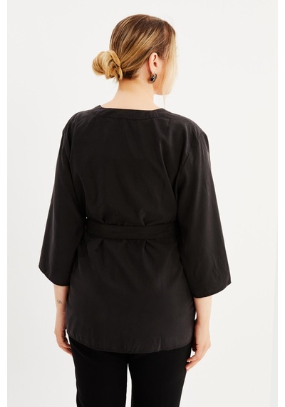 Myline Kuşak Detaylı Kimono - Antrasit