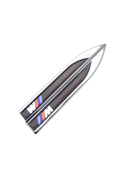 Yüksek Kaliteli Bmw M Logolu 3d Metal Krom Çamurluk Üstü Yan Amblem Seti 2 Adet