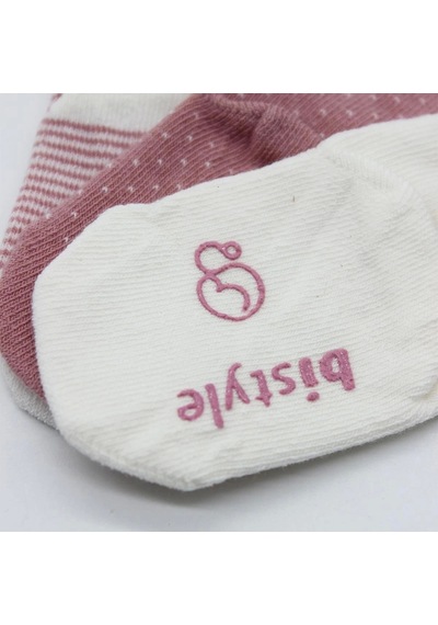 Bistyle Puanlı Kaymaz Penye Soket Çorap 3'lü Bs10108 Pudra Pudra