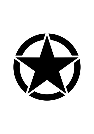 Army Star, Askeri Yıldız Off Road Oto Sticker Araba Sticker Siyah 30 X 30 Cm