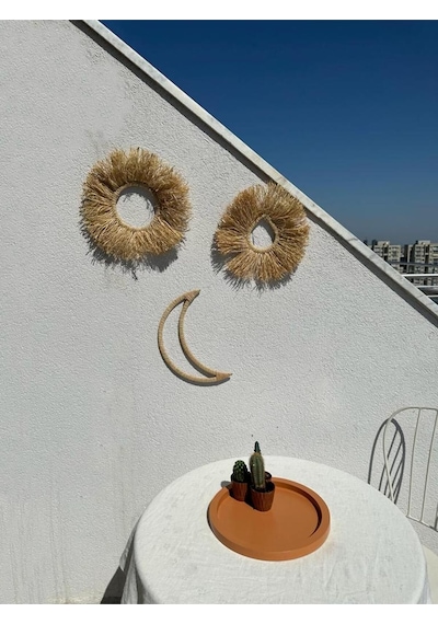 3'lü Set Rafya,yuvarlak, Damla,ay Çerçeve El Yapım Balkon,kapı,duvar, Bahçe Süsü